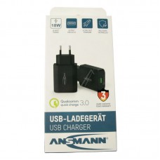Сетевой USB-адаптер Ansmann 1001-0099 - домашнее зарядное устройство 130Q qualcomm Quick Charge 3.0, 18 Вт