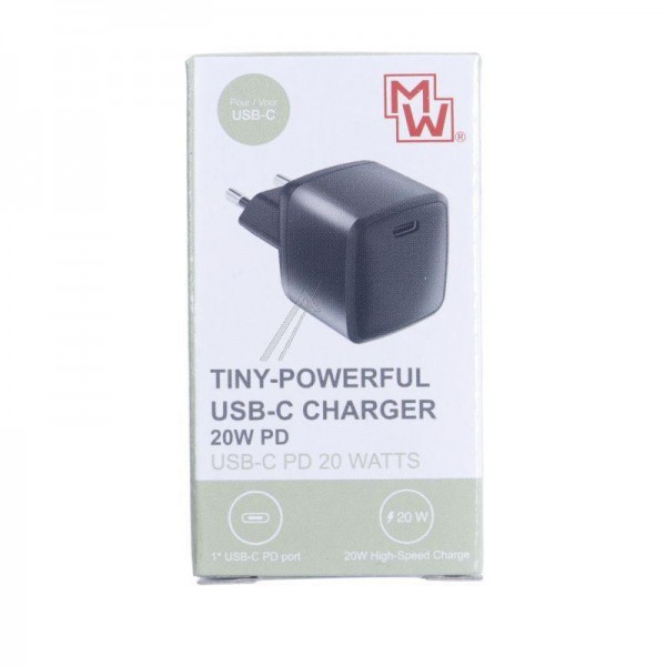 Дорожное зарядное устройство Minwa MWPD20ASU - блок питания USB-C mw PD20ASU 20 Вт с подачей питания и быстрой зарядкой