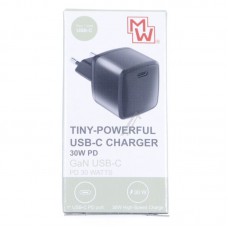 Дорожное зарядное устройство Minwa MWPD30AGNU - мини-зарядное устройство mw PD30AGNU gan 30 Вт, 1X USB-C, PD