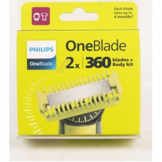 Бритвенная головка Philips QP62450 — сменное лезвие с одним лезвием QP624/50, 360°, серебристое, 2 шт. + 1 комплект корпуса